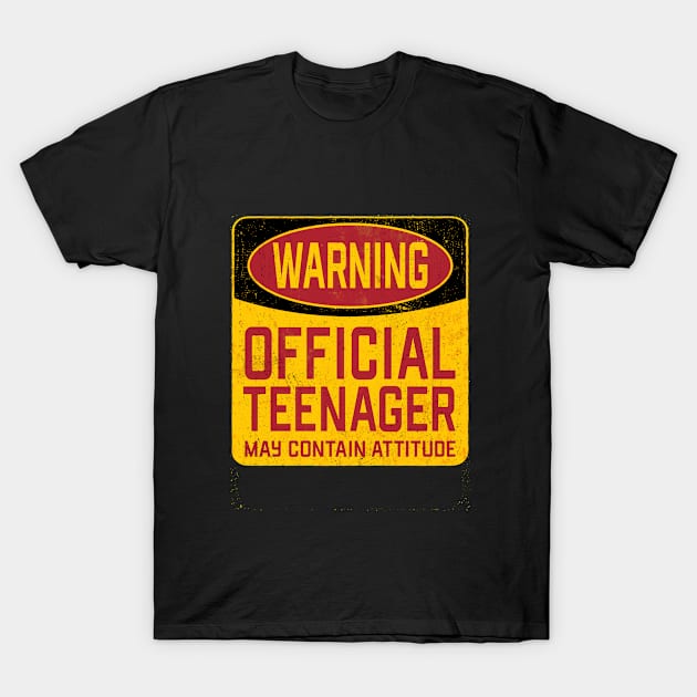 13th Birthday - Warning Official Teenager May Contain Attitude T-Shirt by Kudostees